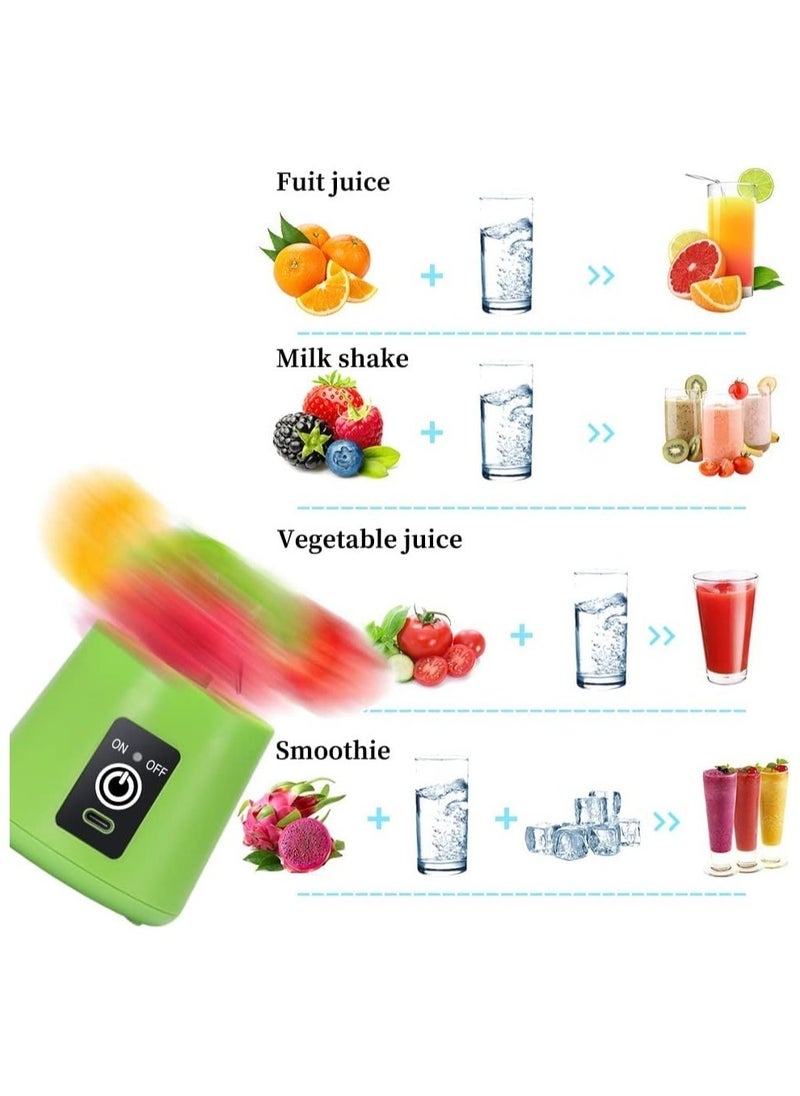 Portable Blender Cup,Electric USB Juicer Blender,Mini Blender Portable Blender For Shakes and Smoothies, Juice,380ml, Six Blades Great for Mixing