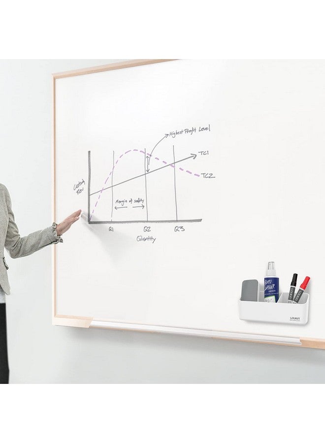 Loukin Magnetic Marker Holder Set, Dry Erase Accessory Tray Set, Remote Control Holder, Magnetic Storage Organizer For Whiteboard, Glass Or Refrigerators (White) - Image 3