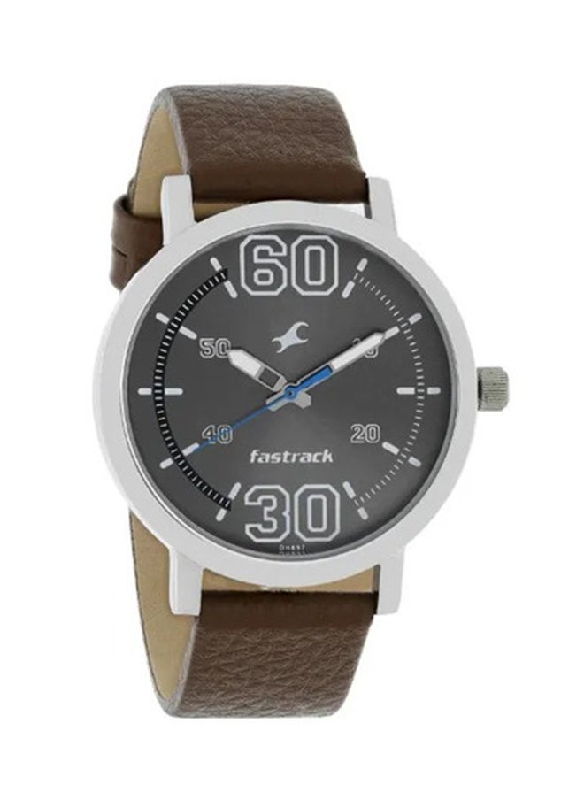 fastrack Silver Dial Leather Strap Watch  - Image 1