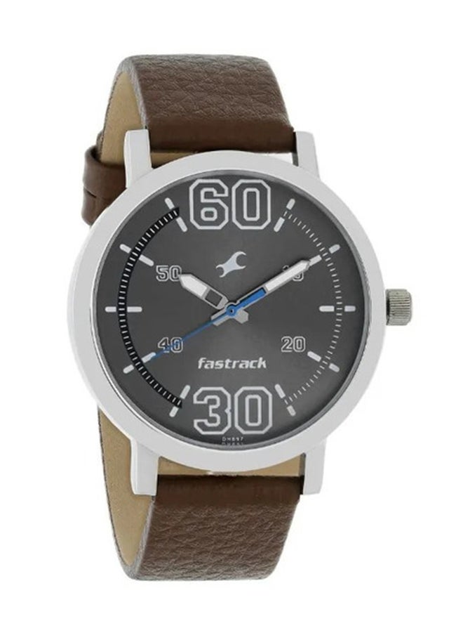 fastrack Silver Dial Leather Strap Watch  - Image 2
