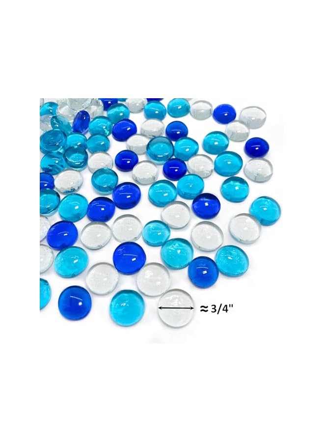 The Bros Blue Tricolor Mixed Glass Beads, Mix Blue Clear Glass Marble Gemstone Vase Filler, Colour Glass Stones Flat Bottom Beads for Home Decorative Art Craft Vase - Image 5