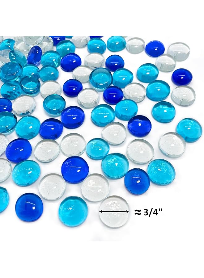 The Bros Blue Tricolor Mixed Glass Beads, Mix Blue Clear Glass Marble Gemstone Vase Filler, Colour Glass Stones Flat Bottom Beads for Home Decorative Art Craft Vase - Image 1