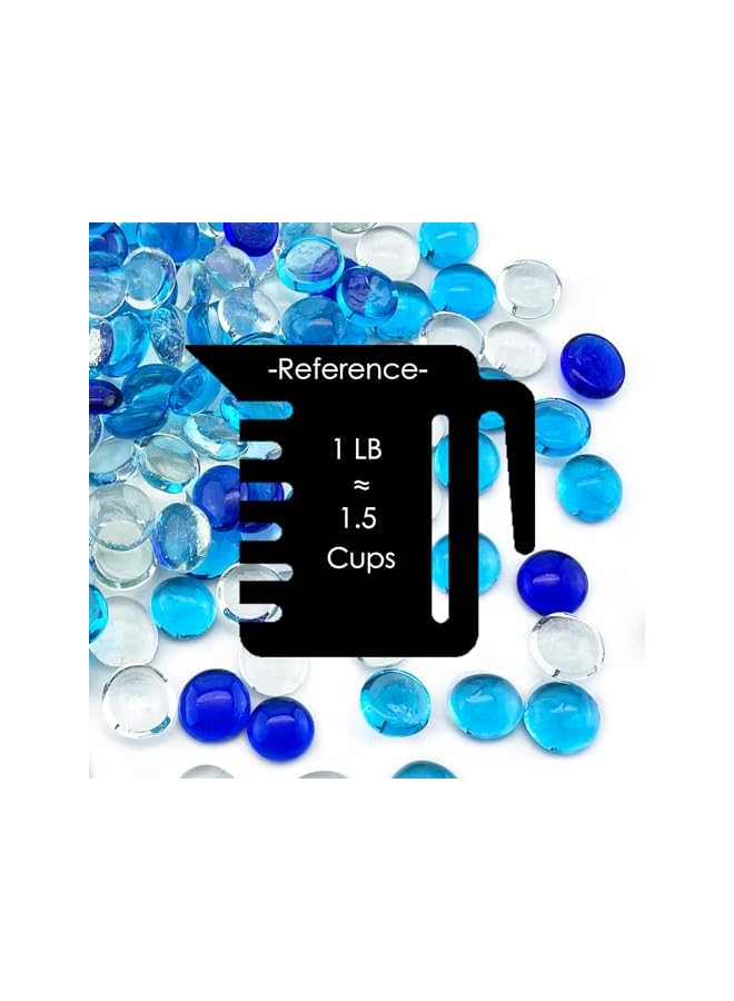 The Bros Blue Tricolor Mixed Glass Beads, Mix Blue Clear Glass Marble Gemstone Vase Filler, Colour Glass Stones Flat Bottom Beads for Home Decorative Art Craft Vase - Image 4