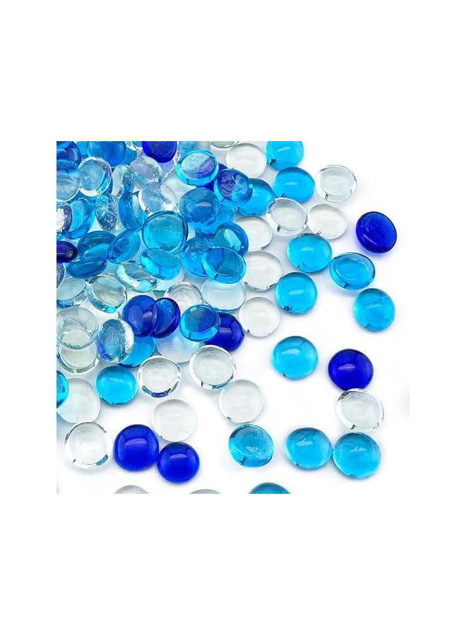 The Bros Blue Tricolor Mixed Glass Beads, Mix Blue Clear Glass Marble Gemstone Vase Filler, Colour Glass Stones Flat Bottom Beads for Home Decorative Art Craft Vase - Image 3