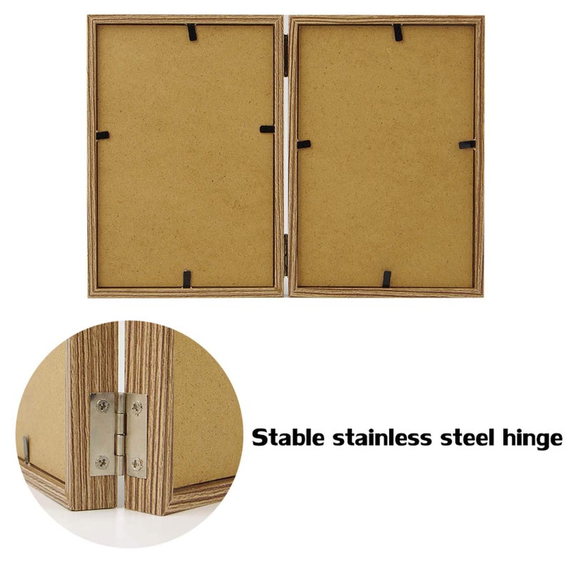 WUTL 4x6 Picture Frames Double Hinged MDF Wood Grain with Glass Front Stand Vertical on Tabletop - Image 4