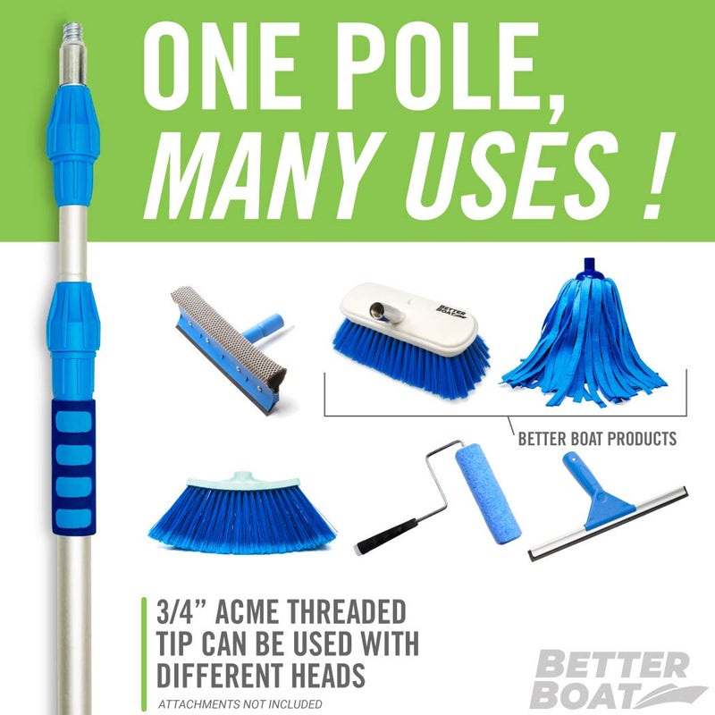 Better Boat Extension Pole, Telescoping Rod, 4-9 ft Extendable Deck Brush Handle, Boat Hook, Painterâ€™s Stick, 3/4" Universal End, Twist Lock, for Paint Rollers, Mops, and Long Reach Tasks - Image 2