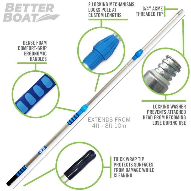 Better Boat Extension Pole, Telescoping Rod, 4-9 ft Extendable Deck Brush Handle, Boat Hook, Painterâ€™s Stick, 3/4" Universal End, Twist Lock, for Paint Rollers, Mops, and Long Reach Tasks - Image 3