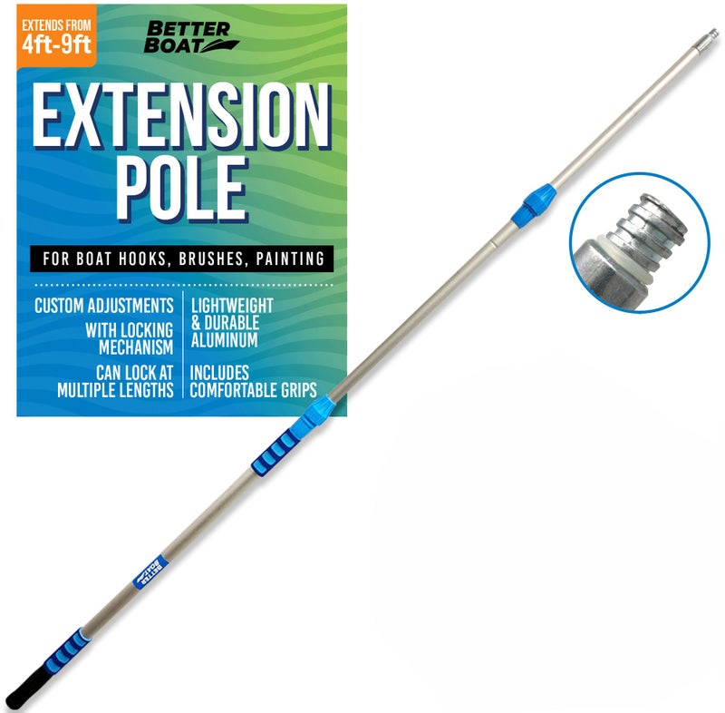 Better Boat Extension Pole, Telescoping Rod, 4-9 ft Extendable Deck Brush Handle, Boat Hook, Painterâ€™s Stick, 3/4" Universal End, Twist Lock, for Paint Rollers, Mops, and Long Reach Tasks - Image 1