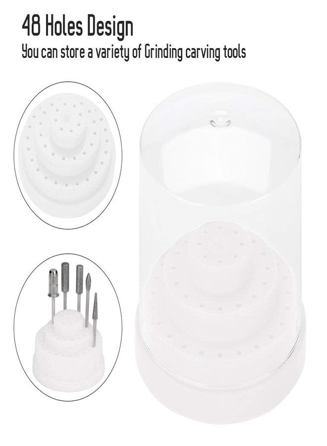 Sonew 48 Holes Nail Drill Bit Holder Professional Nail Art Plastic Drill Stand for Nail Art Drill Bit Organizer Box Holder(White) - Image 3