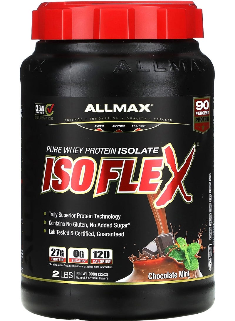 Allmax إيزوفليكس، بروتين مصل اللبن المعزول النقي، نكهة الشوكولاتة بالنعناع، 2 رطل (908 جرام)