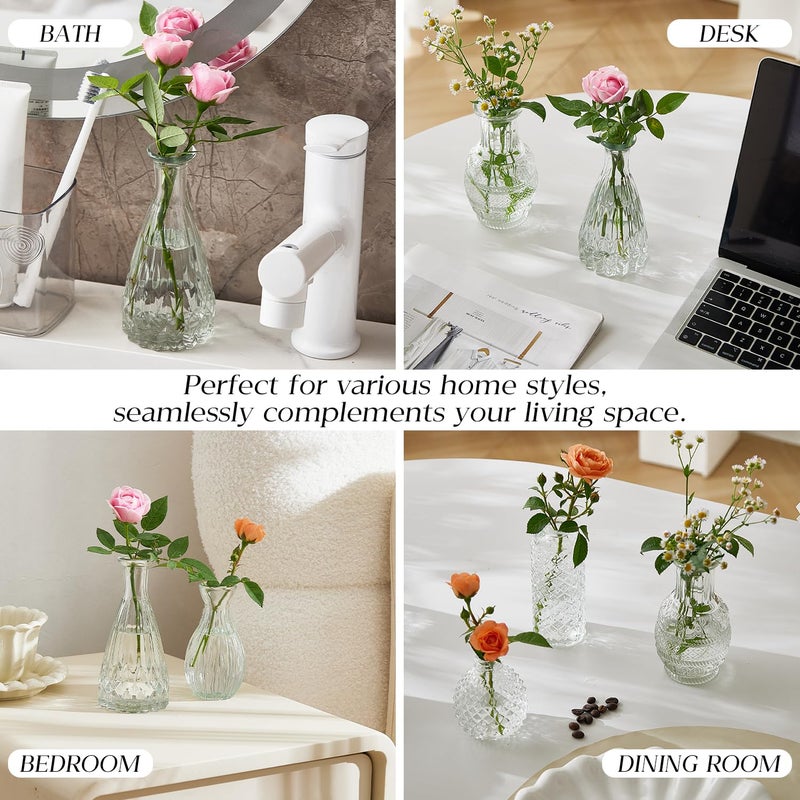 Ulodimi Glass Bud Vase Set of 30 - Small Vases for Flowers in Bulk - Assorted Vintage Crystal Vases for Flowers, Table Centerpieces (Clear, 30 Pcs) - Image 4