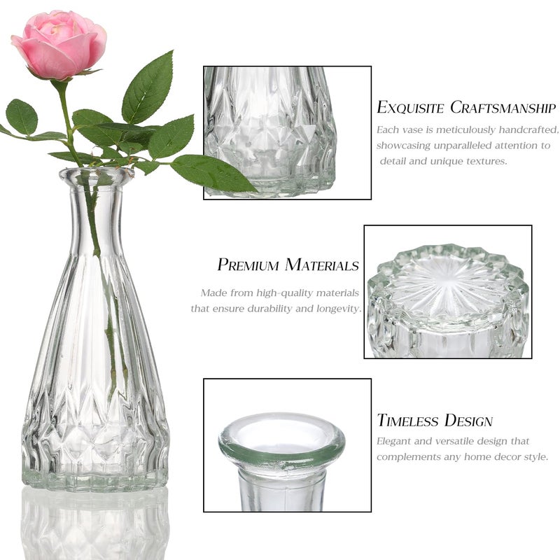 Ulodimi Glass Bud Vase Set of 30 - Small Vases for Flowers in Bulk - Assorted Vintage Crystal Vases for Flowers, Table Centerpieces (Clear, 30 Pcs) - Image 5