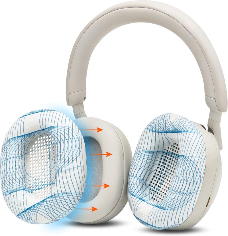 WC SweatZ XM5 - وسادات أذن حاصلة على براءة اختراع مع حماية من العرق لسماعات Sony WH1000XM5 من Wicked Cushions | حماية كاملة 360 درجة لوسادات الأذن | لون المد العاجي - Image 1