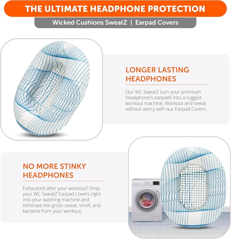 WC SweatZ XM5 - وسادات أذن حاصلة على براءة اختراع مع حماية من العرق لسماعات Sony WH1000XM5 من Wicked Cushions | حماية كاملة 360 درجة لوسادات الأذن | لون المد العاجي - Image 4