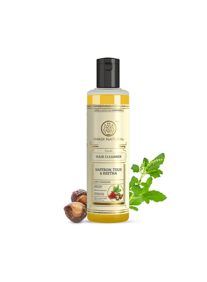 Khadi Natural Saffron, Tulsi & Reetha Hair Cleanser | Herbal Shampoo for Thick, Healthy Hair | Anti Dandruff Formula | Suitable for All Hair Types | 210 ml - Image 1