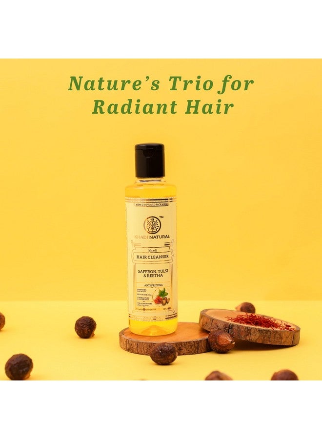 Khadi Natural Saffron, Tulsi & Reetha Hair Cleanser | Herbal Shampoo for Thick, Healthy Hair | Anti Dandruff Formula | Suitable for All Hair Types | 210 ml - Image 3