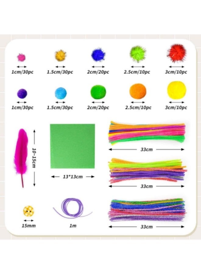 GGEROU 1405Pcs Art and Craft Supplies for Kids, Toddler DIY Craft Art Supply Set Included Pipe Cleaners, Pom Poms, Feather, Folding Storage Box, Blue - Image 4