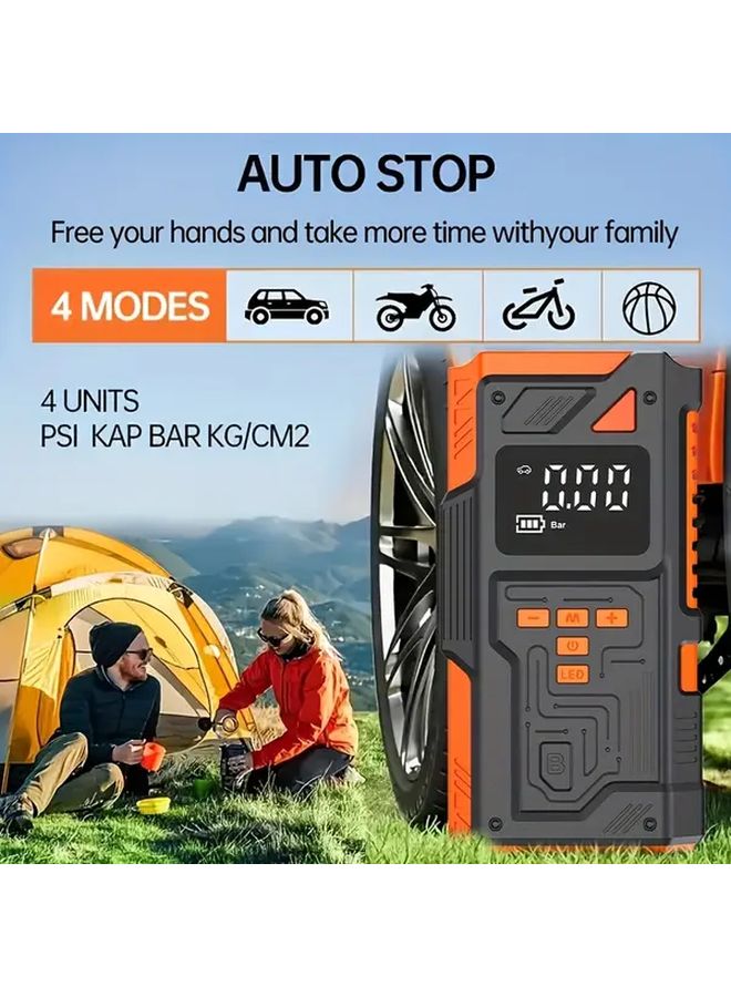 Upgraded High Power Inflator Portable Car Jump Starter Air Compressor 8000mAh Power Bank - Image 1