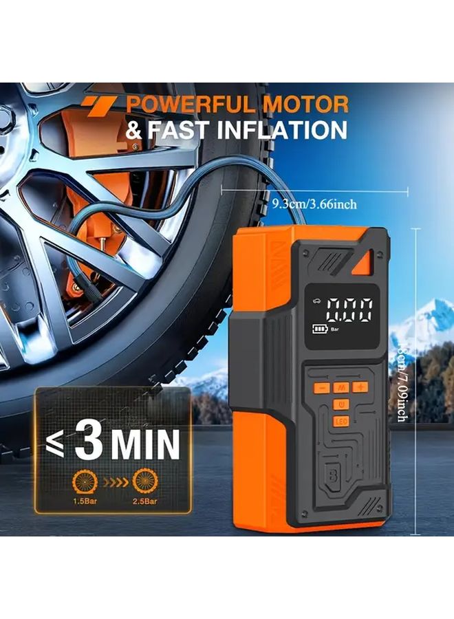 Upgraded High Power Inflator Portable Car Jump Starter Air Compressor 8000mAh Power Bank - Image 3