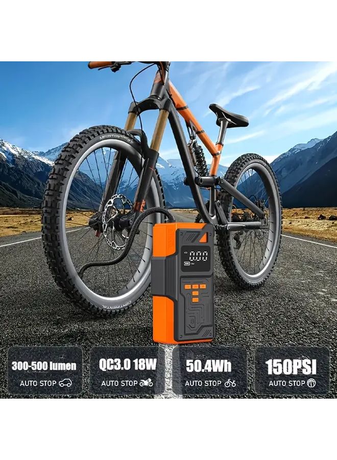 Upgraded High Power Inflator Portable Car Jump Starter Air Compressor 8000mAh Power Bank - Image 2