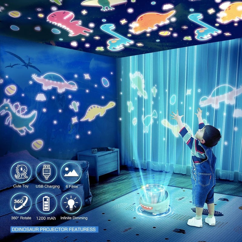 KASTWAVE Star Projector Night Light for Kids - Blue Dinosaur Design - Image 2