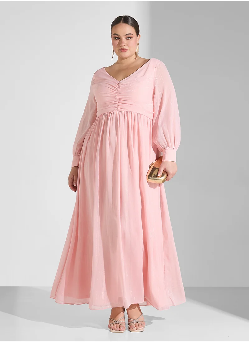 Khizana Plus Size Ruched A-Line Dress