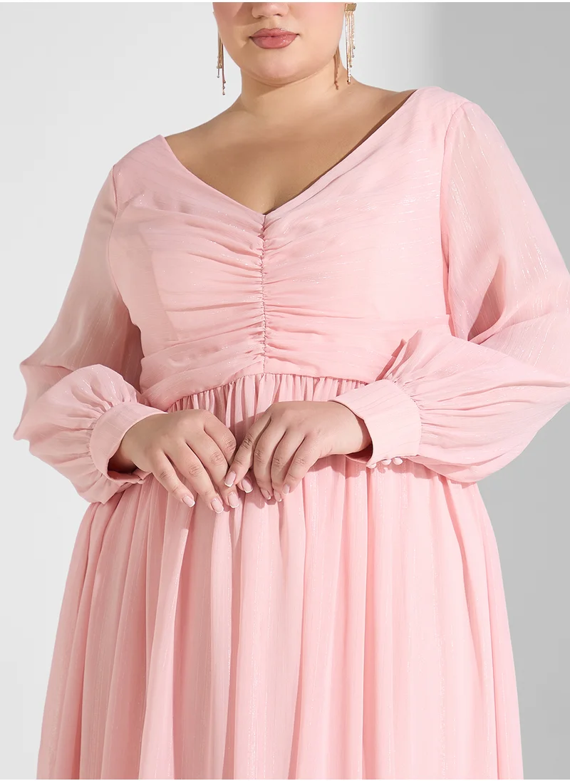 Khizana Plus Size Ruched A-Line Dress