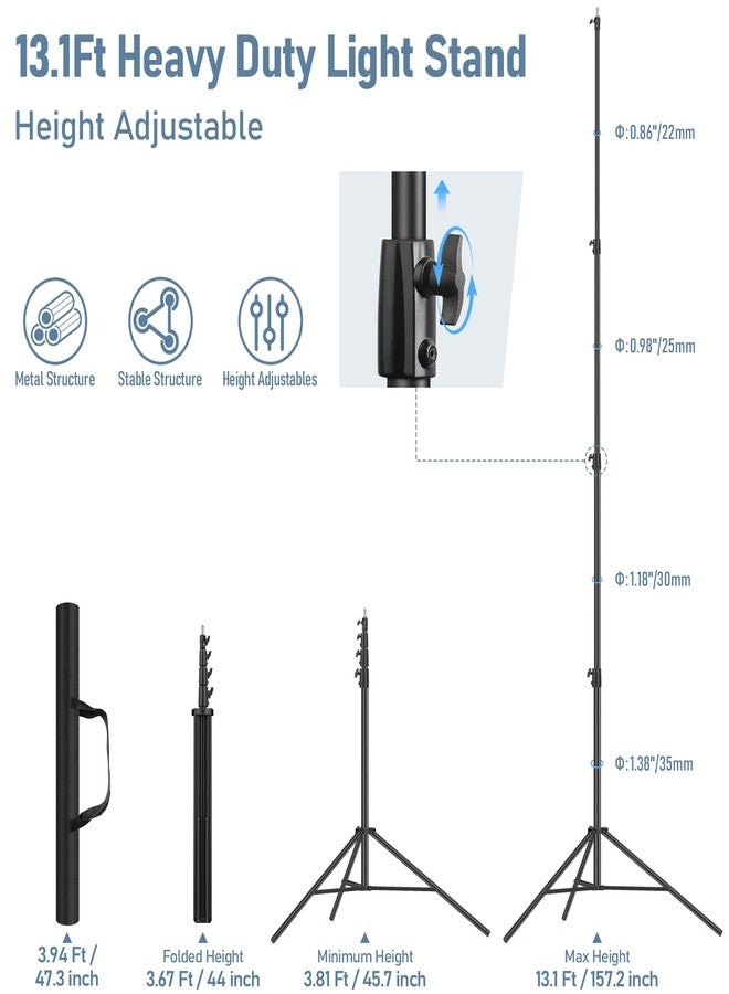 Sdfghj 13.1' Heavy Duty Light Stand Photography, Sdfghj 157.2in/4m Adjustable Metal Professional Sky High Tripod with Air Cushioned with 1/4"& 3/8" Screw Adapter Compatible with Most DSLR Cameras - Image 3