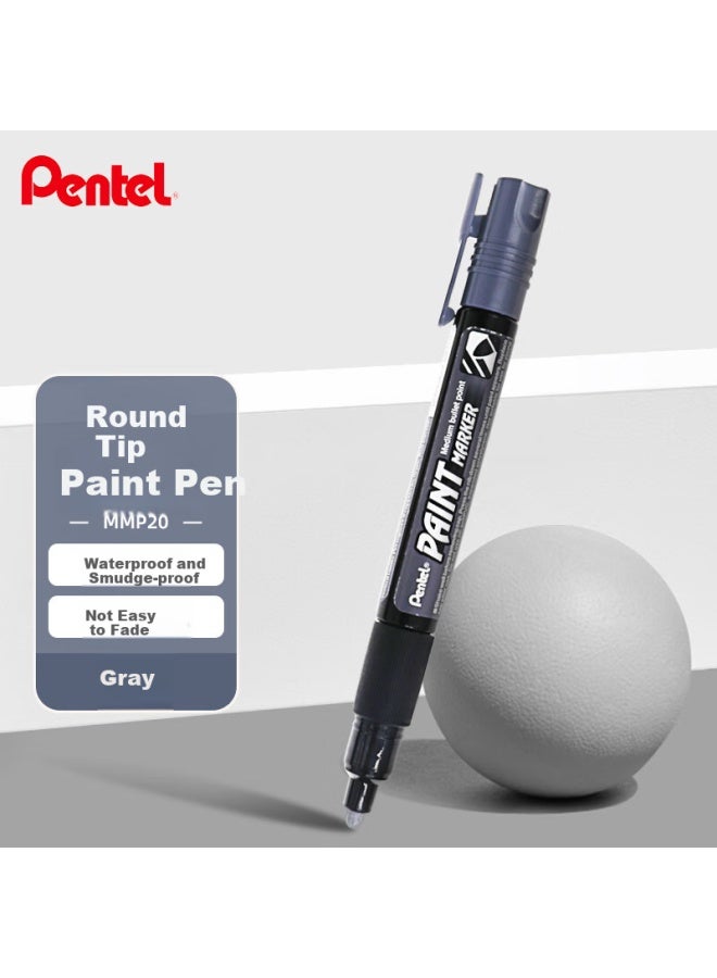 Pentel Color Round Tip Paint Marker Waterproof Quick-Drying Marker Bold Tip Large Letter Advertising Pen Mmp20 Gray Single Pack - Image 1