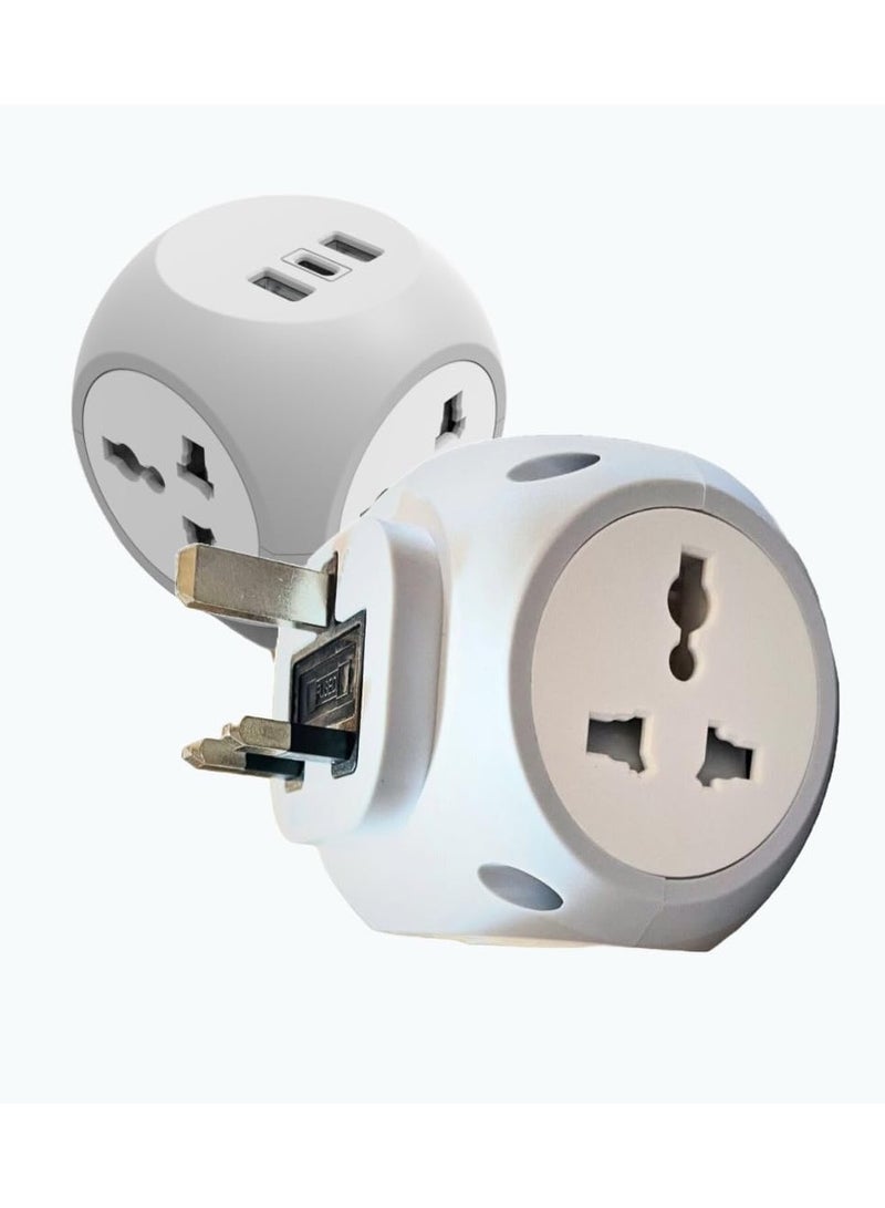 Multi Plug 4 Way Extension Adapter, 7-in-1 Cordless Electrical High Power Wall Extender, PD Fast Charging Head, Multi Way Universal Adapter for Home Office School Hotel 100-250V 13A 3250W  - Image 1