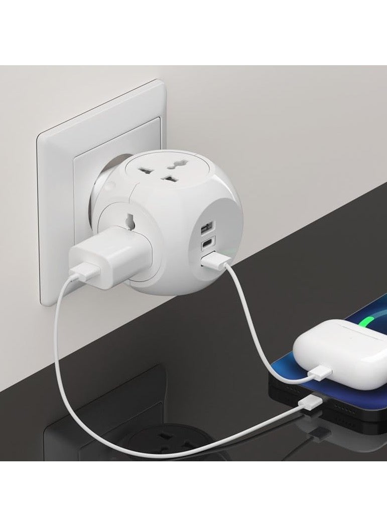 Multi Plug 4 Way Extension Adapter, 7-in-1 Cordless Electrical High Power Wall Extender, PD Fast Charging Head, Multi Way Universal Adapter for Home Office School Hotel 100-250V 13A 3250W  - Image 3