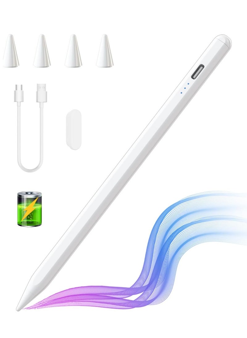 MMK - Stylus Pen for iPad, Stylus Pencil for (2018-2022) Apple iPad Pro 2021 11/12.9 Inch, iPad 6/7/8th Generation, iPad Air 4th/3rd, iPad Mini 5th Gen, for iPad Accessories Magnetic Stylus Pen, White - Image 1