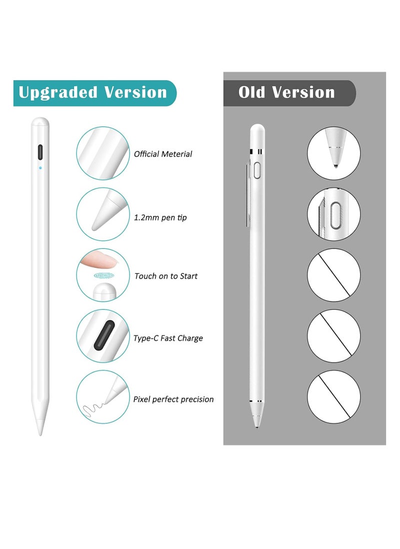 MMK - Stylus Pen for iPad, Stylus Pencil for (2018-2022) Apple iPad Pro 2021 11/12.9 Inch, iPad 6/7/8th Generation, iPad Air 4th/3rd, iPad Mini 5th Gen, for iPad Accessories Magnetic Stylus Pen, White - Image 1