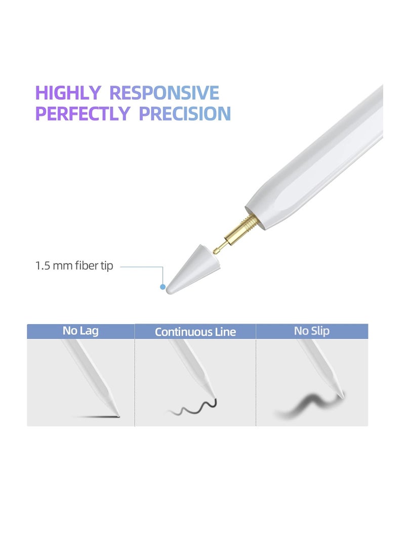 MMK - Stylus Pen for iPad, Stylus Pencil for (2018-2022) Apple iPad Pro 2021 11/12.9 Inch, iPad 6/7/8th Generation, iPad Air 4th/3rd, iPad Mini 5th Gen, for iPad Accessories Magnetic Stylus Pen, White - Image 1