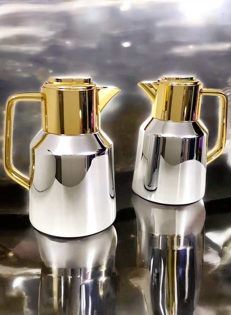 Rema Attractive Coffee and Tea Fridge Thermos Set with Elegant Design mMde of Stainless Steel Silver/Gold 1L - Image 5