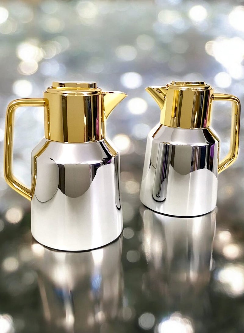 Rema Attractive Coffee and Tea Fridge Thermos Set with Elegant Design mMde of Stainless Steel Silver/Gold 1L - Image 4