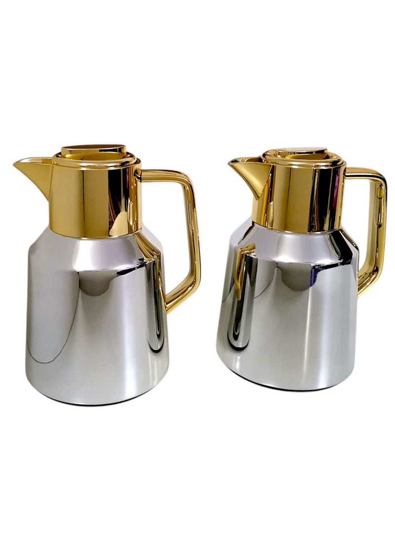 Rema Attractive Coffee and Tea Fridge Thermos Set with Elegant Design mMde of Stainless Steel Silver/Gold 1L - Image 2