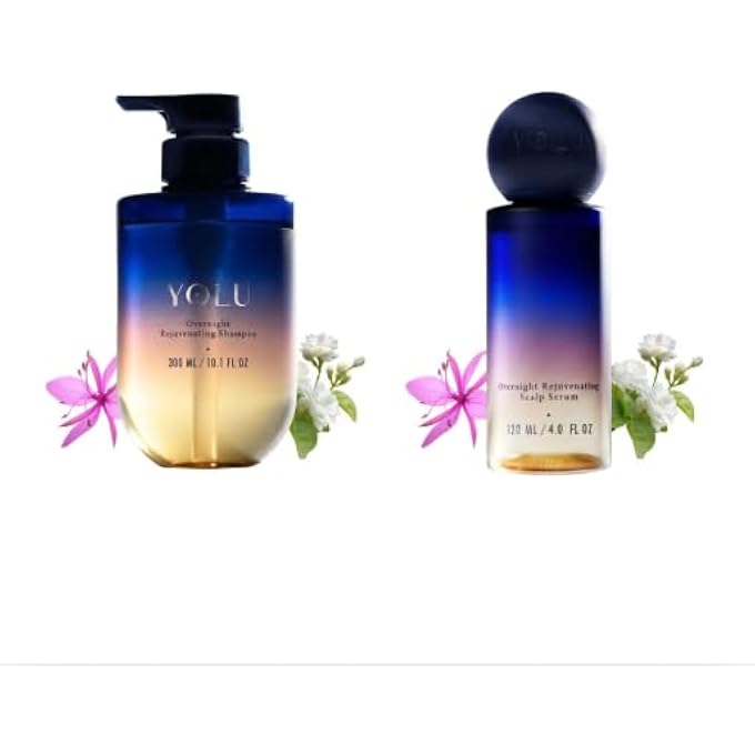 YOLU Night Repair Hair Care Bundle â€“ Sulfate-Free Rejuvenating Shampoo & Zombie Cell Detox Scalp Serum | Japanese Salon Quality Overnight Haircare | Alpine Willow Extract & Rosemary | Neroli & Jasmine