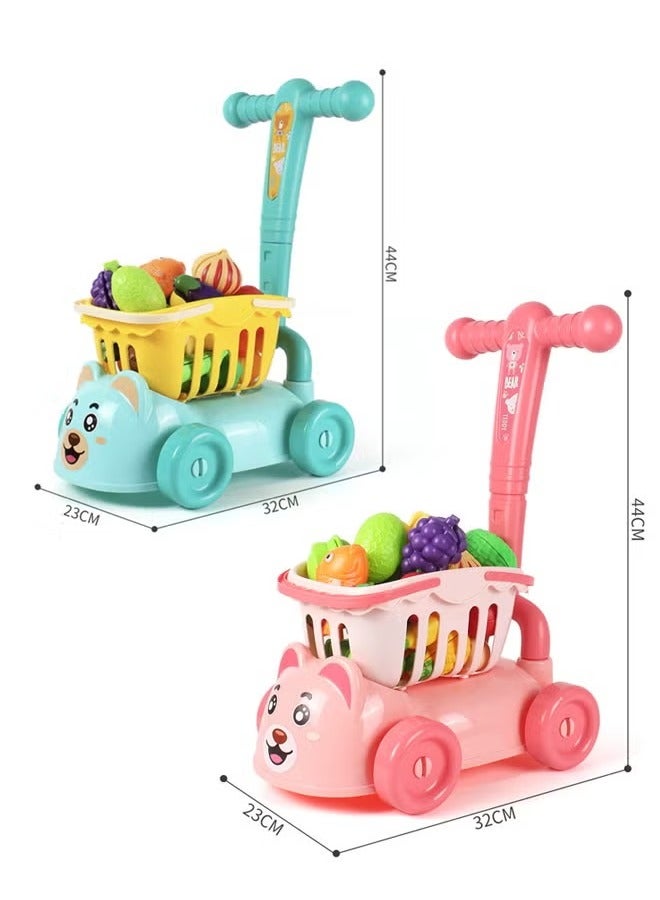 Kids Shopping Cart Kitchen Toy, Children's Supermarket Shopping Cart ,Toy Car With Storage Function,Shopping Cart With Wheels,Detachable Shopping Cart,Pretend Shopping Cart Toy, Large Capacity Storage Cart Toy,Pretend Play Trolley Toy,Role Play Educational Gift for Toddlers,Grocery Shopping Cart with Wheels Easy Assembly Child-Safe and Durable Ages 2+  - Image 2