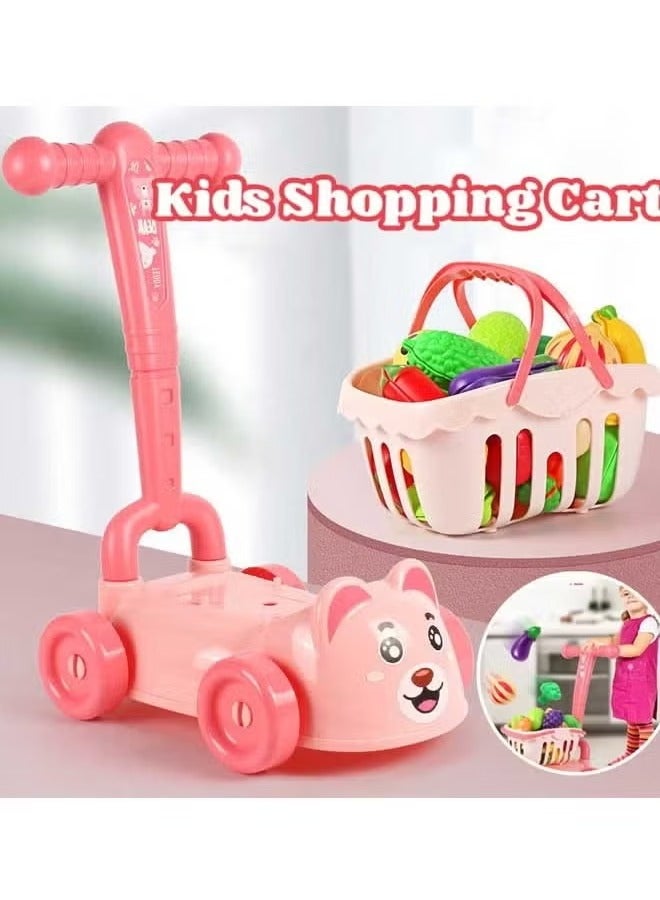 Kids Shopping Cart Kitchen Toy, Children's Supermarket Shopping Cart ,Toy Car With Storage Function,Shopping Cart With Wheels,Detachable Shopping Cart,Pretend Shopping Cart Toy, Large Capacity Storage Cart Toy,Pretend Play Trolley Toy,Role Play Educational Gift for Toddlers,Grocery Shopping Cart with Wheels Easy Assembly Child-Safe and Durable Ages 2+  - Image 3