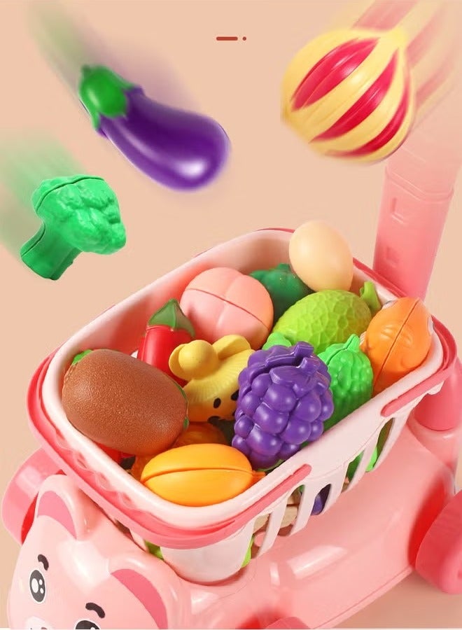 Kids Shopping Cart Kitchen Toy, Children's Supermarket Shopping Cart ,Toy Car With Storage Function,Shopping Cart With Wheels,Detachable Shopping Cart,Pretend Shopping Cart Toy, Large Capacity Storage Cart Toy,Pretend Play Trolley Toy,Role Play Educational Gift for Toddlers,Grocery Shopping Cart with Wheels Easy Assembly Child-Safe and Durable Ages 2+  - Image 5