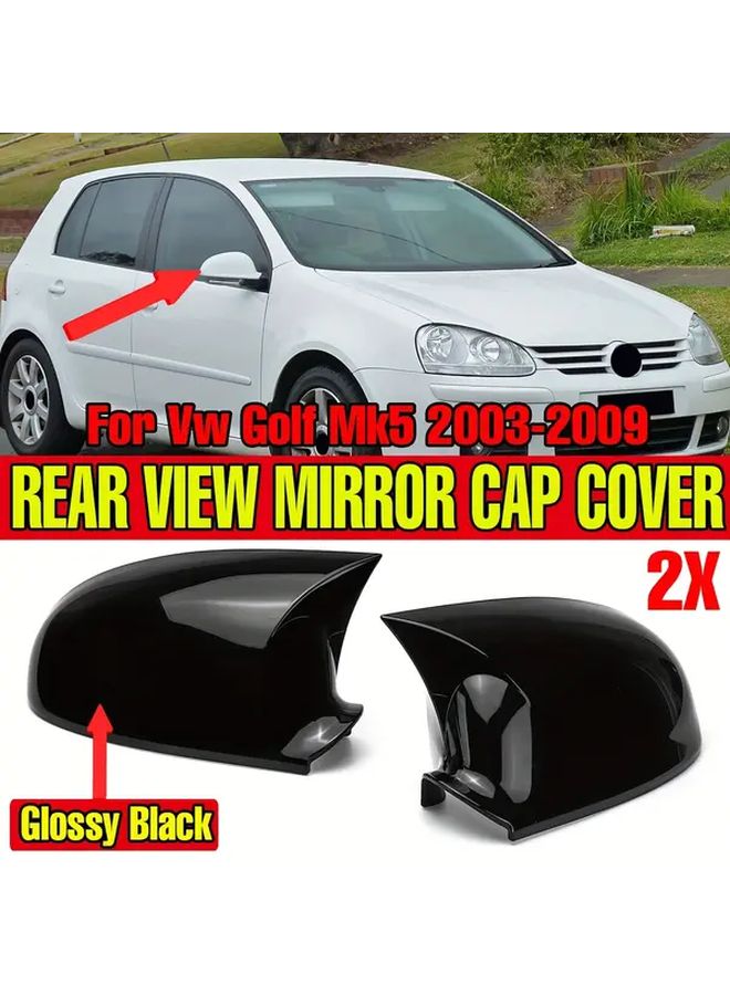 Carbon Look Side Mirror Covers For VW Golf 5 MK5 2003 2009 Glossy Rearview Caps - Image 4