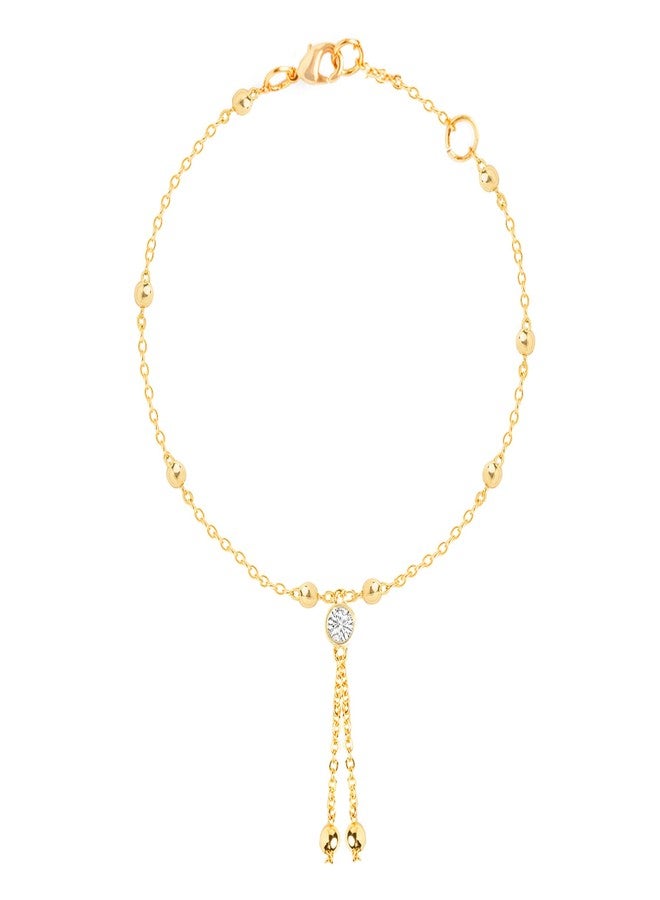 MINUTIAE Gold-Plated Motif Chain Anklet for Women's & Girls_MNT0394_G - Image 1