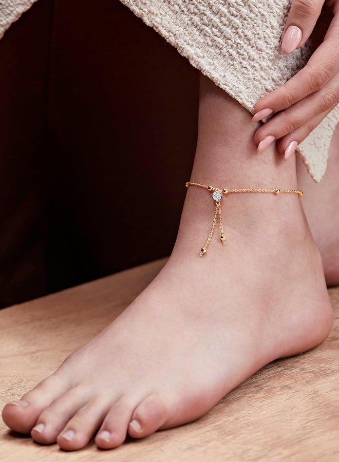 MINUTIAE Gold-Plated Motif Chain Anklet for Women's & Girls_MNT0394_G - Image 5