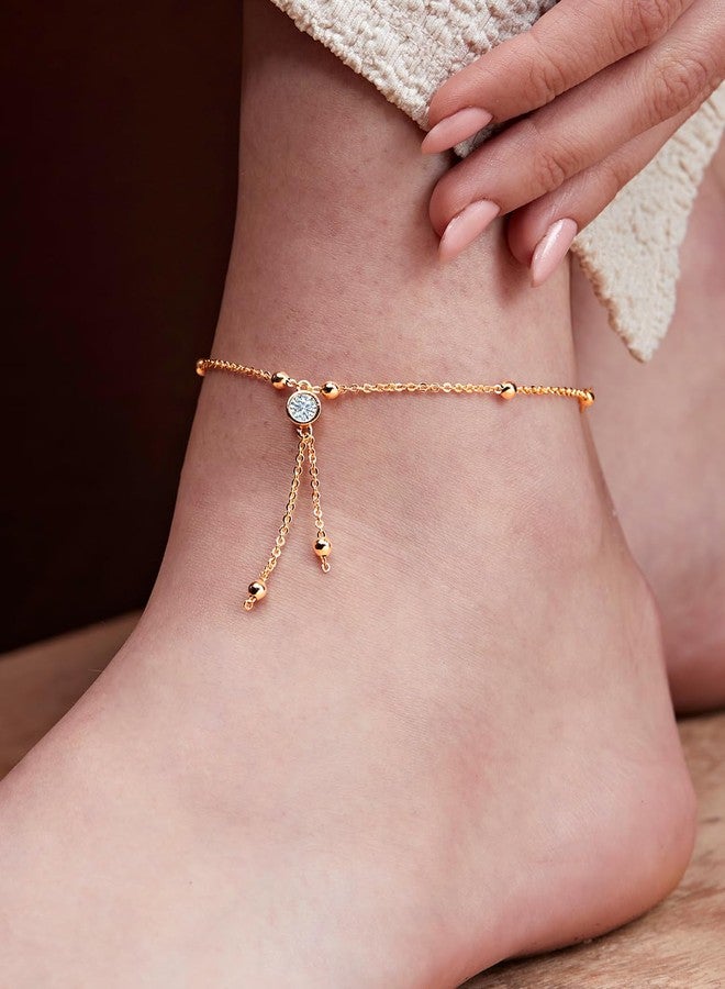 MINUTIAE Gold-Plated Motif Chain Anklet for Women's & Girls_MNT0394_G - Image 4