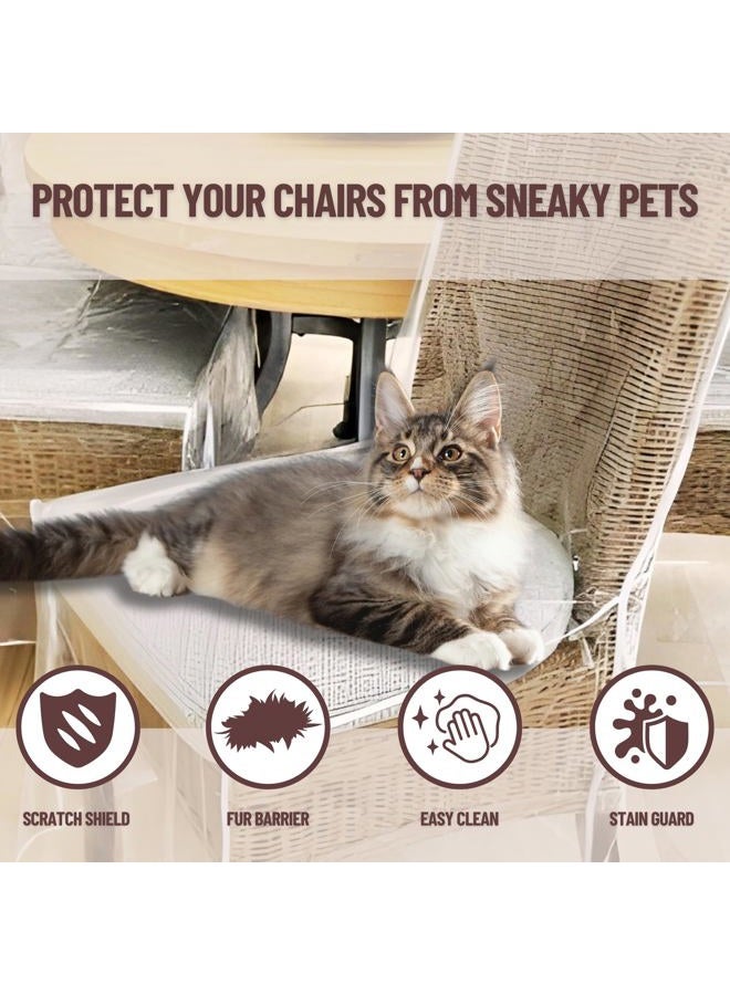 Evelots 4 Pack Dining Room Chair Cover/Protector for Dining Table, No Dust/Spill/Pet Hair/Pet Claws, Durable, Easy Clean Clear Slipcover - Image 3