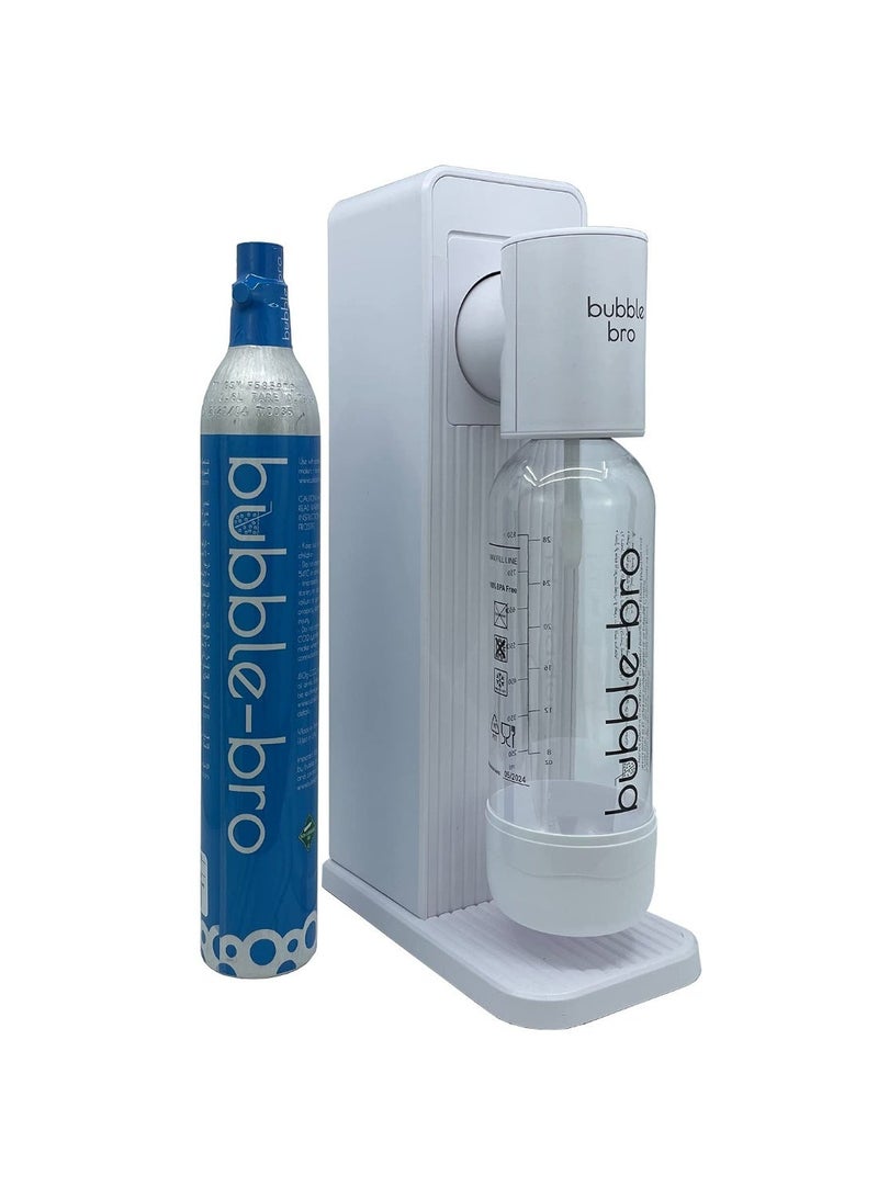 bubble-bro Bubble Bro Origin Sparkling Water Maker Starter Kit – Comes with a 1L BPA-free carbonating bottle and a CO₂ cylinder – Enjoy fresh sparkling water anytime, anywhere (White) - Image 1