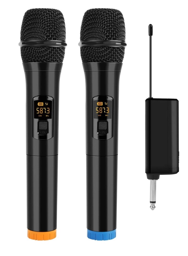 جينيكست Wireless Microphone, UHF Dual Portable Handheld Dynamic Karaoke Mic with Rechargeable Receiver, Cordless Karaoke System for PA System, Speaker, Amplifier, Family Party, Singing, Meeting 2 peace - Image 1
