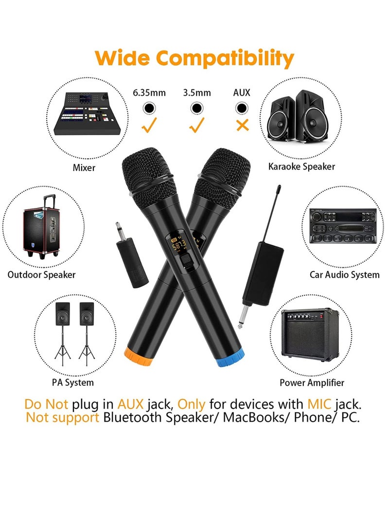 جينيكست Wireless Microphone, UHF Dual Portable Handheld Dynamic Karaoke Mic with Rechargeable Receiver, Cordless Karaoke System for PA System, Speaker, Amplifier, Family Party, Singing, Meeting 2 peace - Image 2