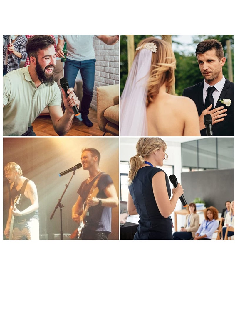 جينيكست Wireless Microphone, UHF Dual Portable Handheld Dynamic Karaoke Mic with Rechargeable Receiver, Cordless Karaoke System for PA System, Speaker, Amplifier, Family Party, Singing, Meeting 2 peace - Image 4